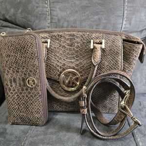 Michael Kors Brown Snake Print Women's Bag Set